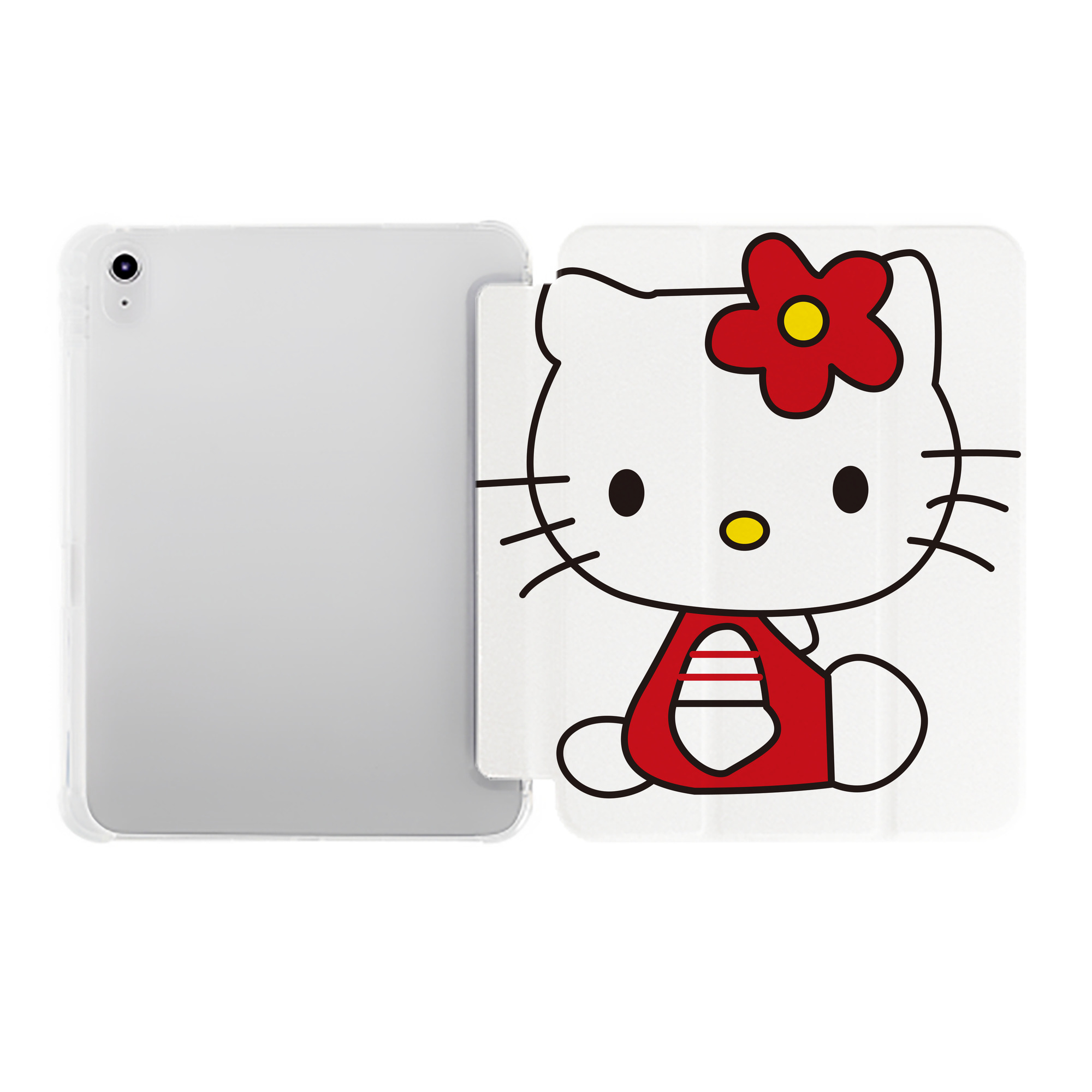 （画像用） Hello Kitty ハローキティ IPad ケース ペン収納付き 三つ折りスタンド PUレザー×シリコン 対応機種9.5/10.5/10.9インチ